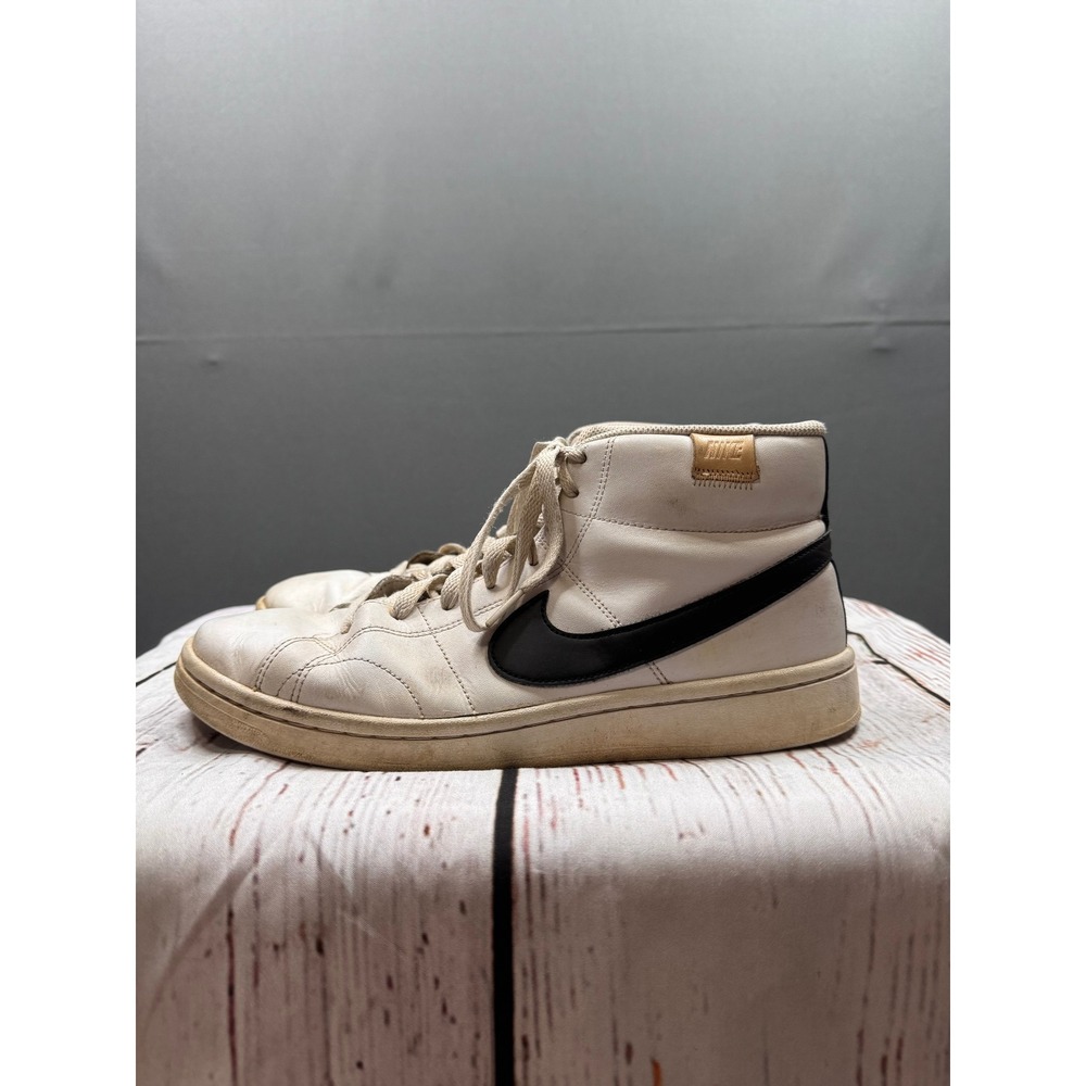 Nike Court Royale 2 Mid Mens‎ White Black Leather Sneakers CQ9179-100 Size 9.5